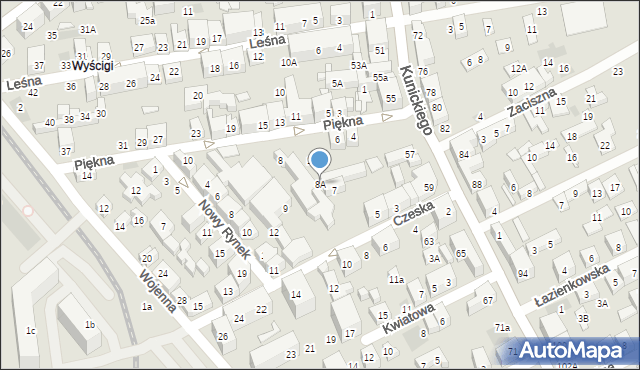 Lublin, Piękna, 8A, mapa Lublina