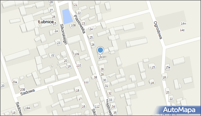 Łubnice, Piastowska, 27, mapa Łubnice