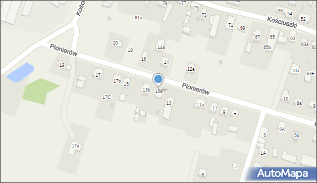 Lutynia, Pionierów, 13a, mapa Lutynia