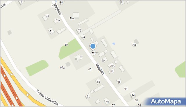 Majdan, Piękna, 72, mapa Majdan