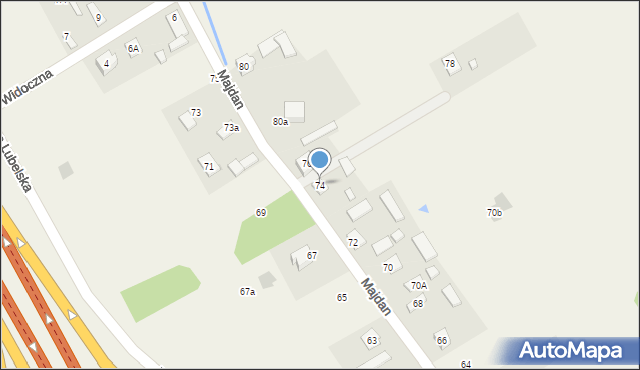 Majdan, Piękna, 74, mapa Majdan