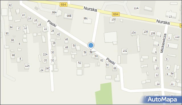 Małkinia Górna, Piaski, 58, mapa Małkinia Górna