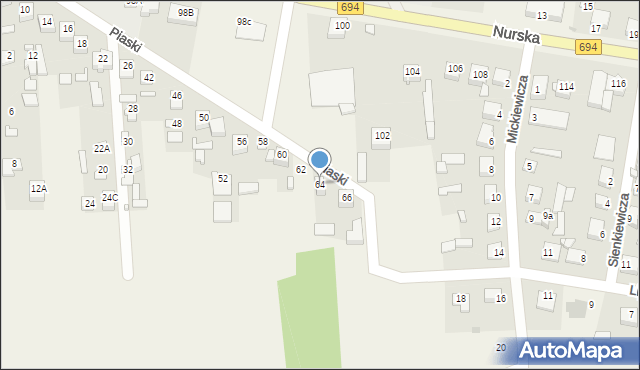 Małkinia Górna, Piaski, 64, mapa Małkinia Górna