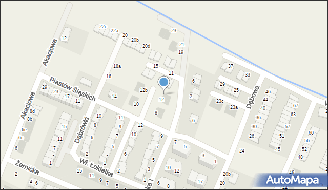 Mędłów, Piastów Śląskich, 12a, mapa Mędłów