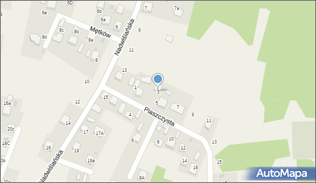 Mętków, Piaszczysta, 3, mapa Mętków