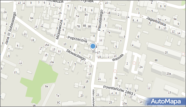 Miechów, Piłsudskiego Józefa, marsz., 10A, mapa Miechów