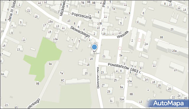 Miechów, Piłsudskiego Józefa, marsz., 14a, mapa Miechów