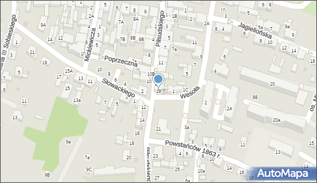 Miechów, Piłsudskiego Józefa, marsz., 19, mapa Miechów