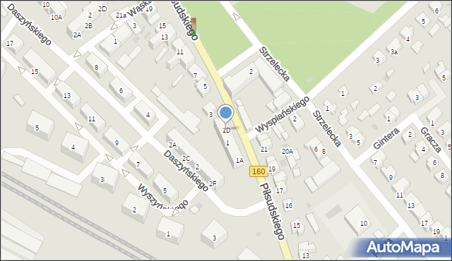 Międzychód, Piłsudskiego Józefa, marsz., 1D, mapa Międzychód