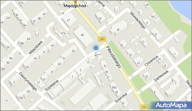 Międzychód, Piłsudskiego Józefa, marsz., 43, mapa Międzychód