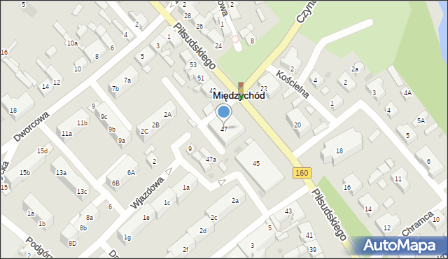 Międzychód, Piłsudskiego Józefa, marsz., 47, mapa Międzychód