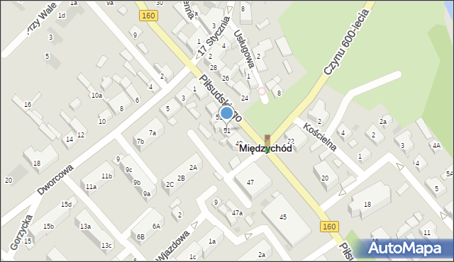 Międzychód, Piłsudskiego Józefa, marsz., 51, mapa Międzychód