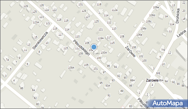 Międzyrzec Podlaski, Piłsudskiego Józefa, marsz., 102, mapa Międzyrzec Podlaski