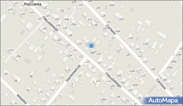 Międzyrzec Podlaski, Piłsudskiego Józefa, marsz., 118, mapa Międzyrzec Podlaski