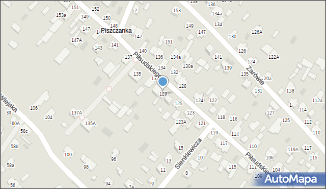 Międzyrzec Podlaski, Piłsudskiego Józefa, marsz., 129, mapa Międzyrzec Podlaski