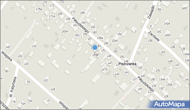 Międzyrzec Podlaski, Piłsudskiego Józefa, marsz., 153a, mapa Międzyrzec Podlaski