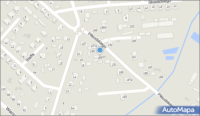 Międzyrzec Podlaski, Piłsudskiego Józefa, marsz., 193, mapa Międzyrzec Podlaski