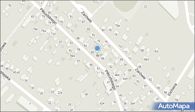 Międzyrzec Podlaski, Piłsudskiego Józefa, marsz., 58, mapa Międzyrzec Podlaski