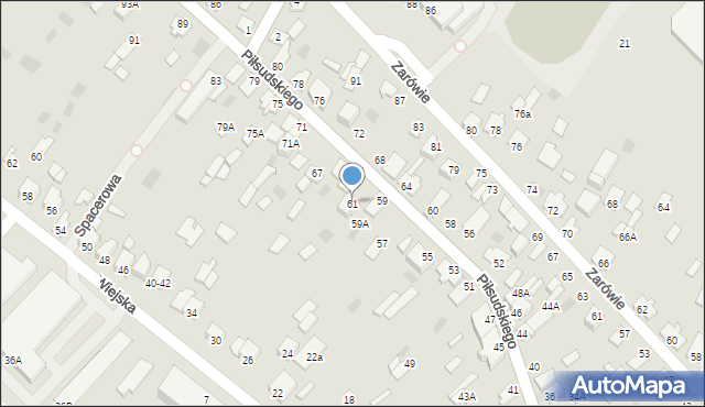 Międzyrzec Podlaski, Piłsudskiego Józefa, marsz., 61, mapa Międzyrzec Podlaski