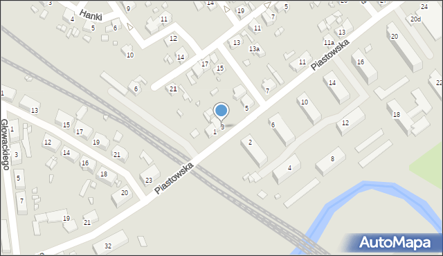 Międzyrzecz, Piastowska, 3, mapa Międzyrzecz