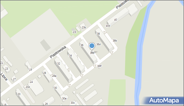Międzyrzecz, Piastowska, 36b, mapa Międzyrzecz