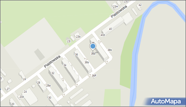 Międzyrzecz, Piastowska, 36d, mapa Międzyrzecz