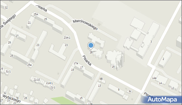 Mielec, Pisarka, 18, mapa Mielca