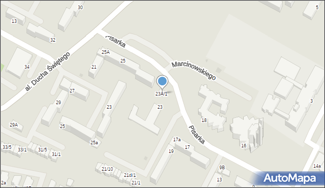 Mielec, Pisarka, 23a, mapa Mielca