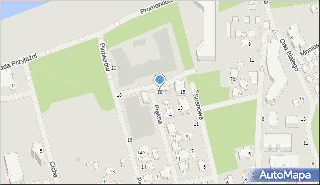 Mielno, Piękna, 18, mapa Mielno