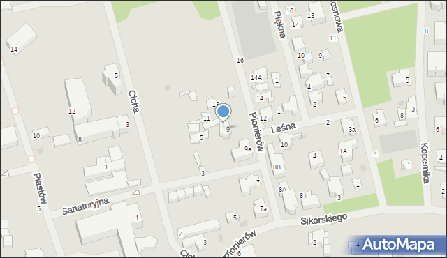 Mielno, Pionierów, 9b, mapa Mielno