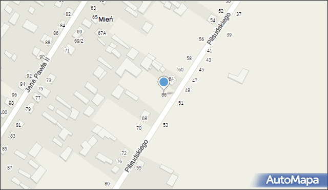 Mień, Piłsudskiego Józefa, marsz., 66, mapa Mień