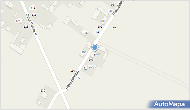 Mień, Piłsudskiego Józefa, marsz., 69, mapa Mień