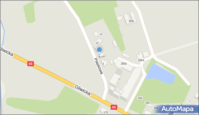 Mikołów, Piaskowa, 6, mapa Mikołów