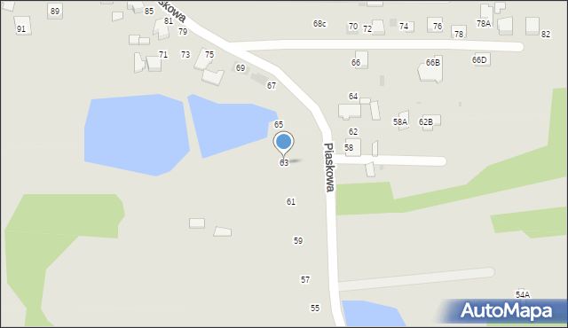 Mikołów, Piaskowa, 63, mapa Mikołów