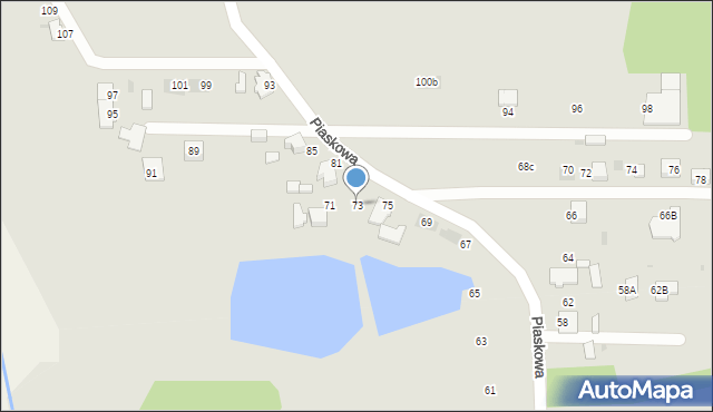 Mikołów, Piaskowa, 73, mapa Mikołów