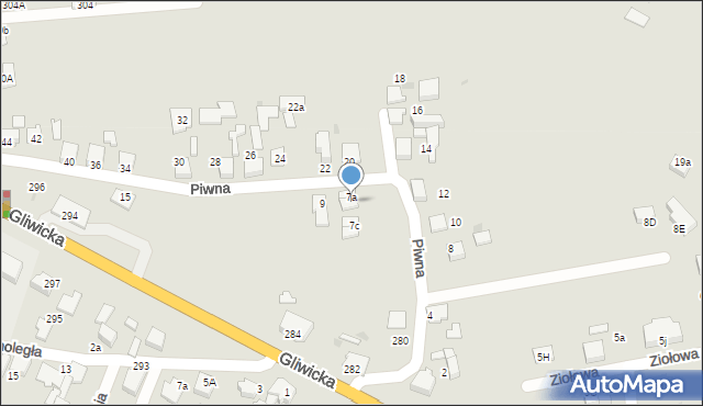 Mikołów, Piwna, 7b, mapa Mikołów
