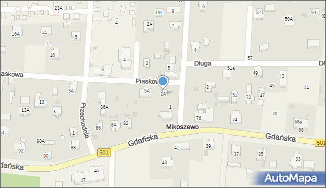 Mikoszewo, Piaskowa, 1A, mapa Mikoszewo