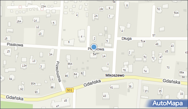 Mikoszewo, Piaskowa, 5A, mapa Mikoszewo