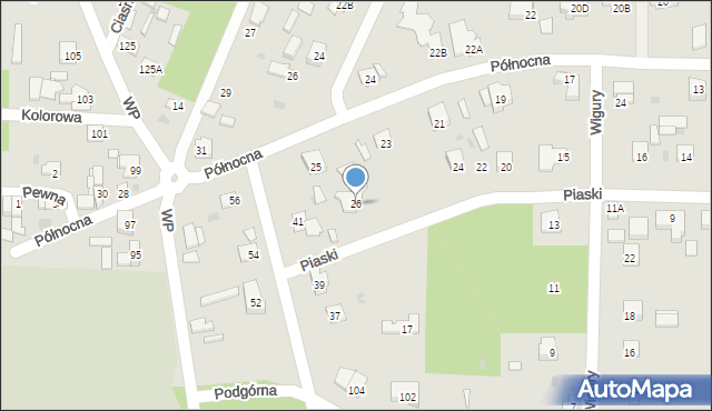 Milanówek, Piaski, 26, mapa Milanówek