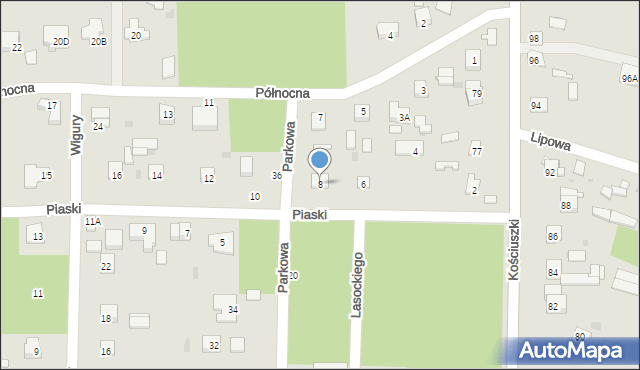 Milanówek, Piaski, 8, mapa Milanówek