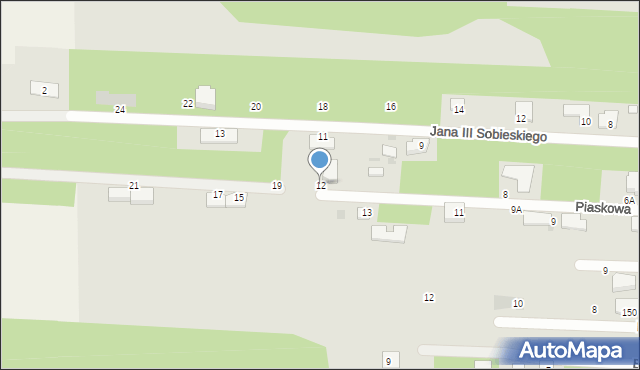 Milanówek, Piaskowa, 12, mapa Milanówek