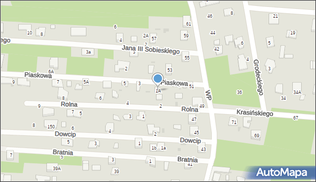 Milanówek, Piaskowa, 1A, mapa Milanówek