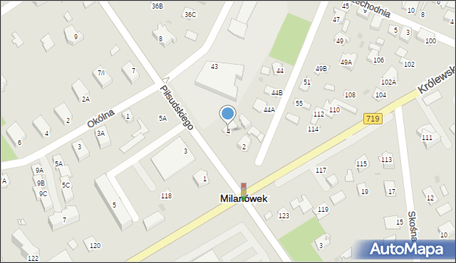 Milanówek, Piłsudskiego Józefa, marsz., 4, mapa Milanówek