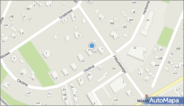 Milanówek, Piłsudskiego Józefa, marsz., 7/II, mapa Milanówek