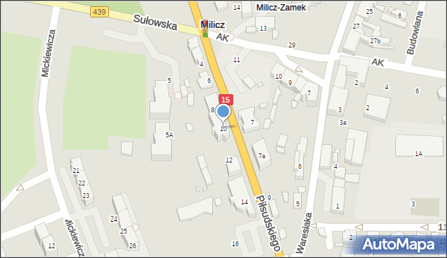 Milicz, Piłsudskiego Józefa, marsz., 10, mapa Milicz