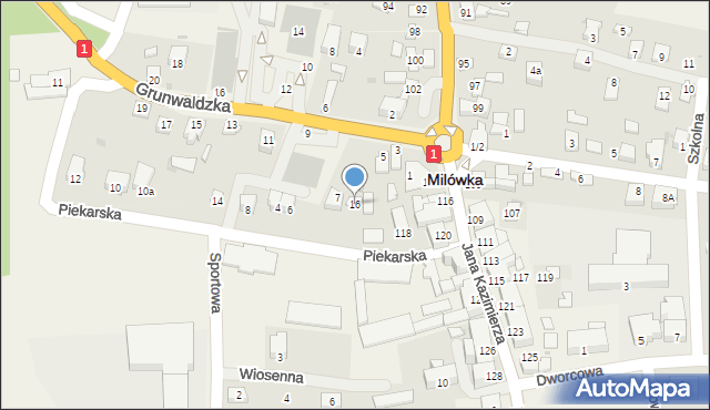 Milówka, Piekarska, 16, mapa Milówka