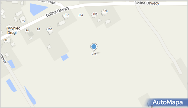 Młyniec Drugi, Piaskowa, 22d, mapa Młyniec Drugi