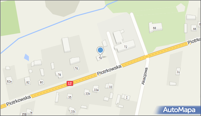 Mniszków, Piotrkowska, 74, mapa Mniszków