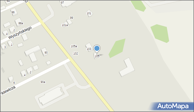 Modliborzyce, Piłsudskiego Józefa, marsz., 105, mapa Modliborzyce