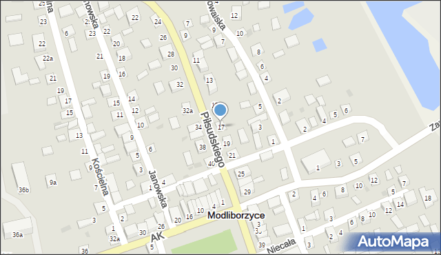 Modliborzyce, Piłsudskiego Józefa, marsz., 17, mapa Modliborzyce
